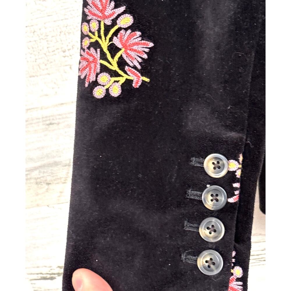 Boden Embroidered Velvet Blazer Black Floral 6 NWT Statement Jack - Picture 7 of 9